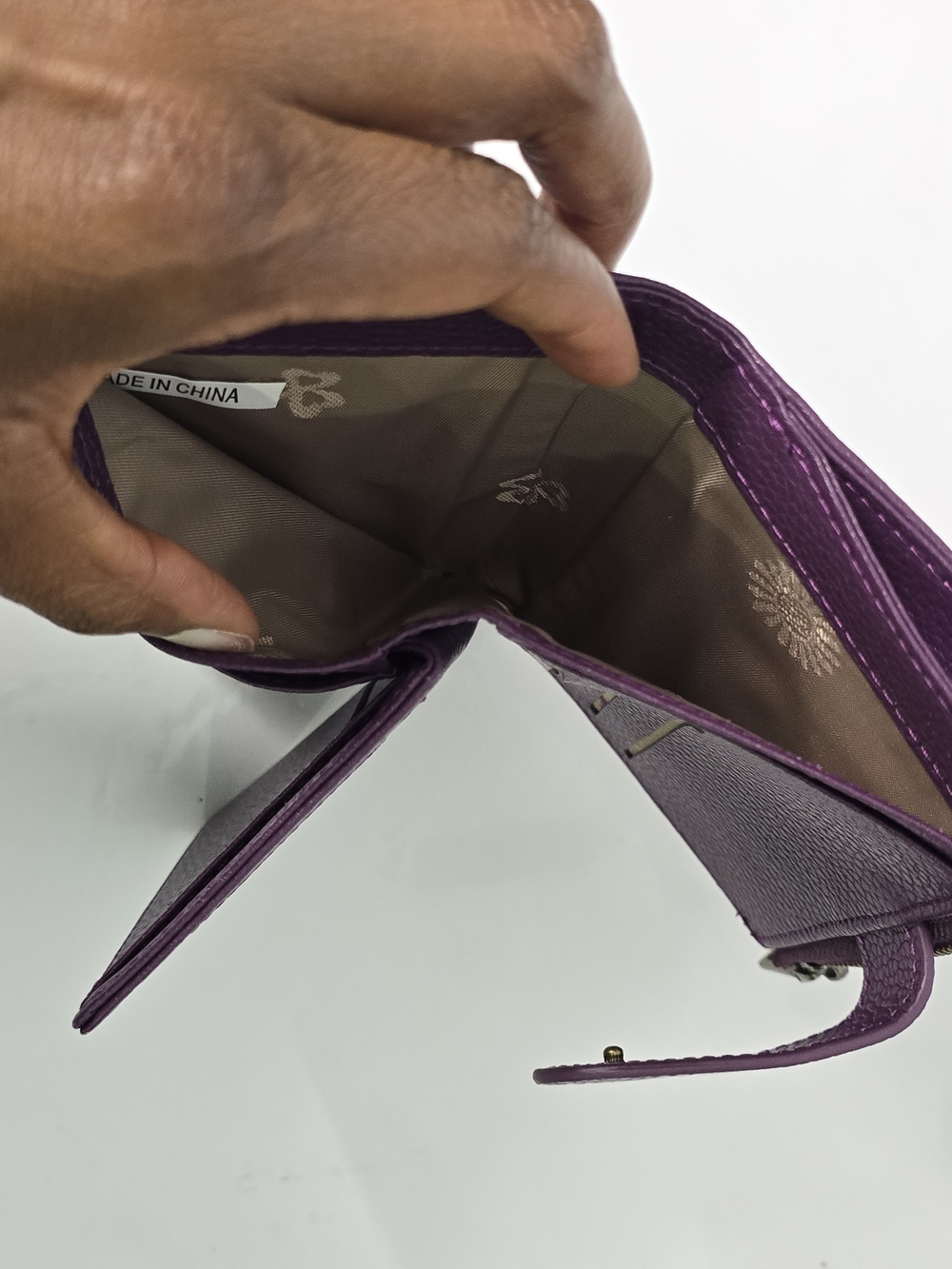 Purple Faux Leather Snap Wallet with Zipper Coin Pocket - Picture 2 of 6